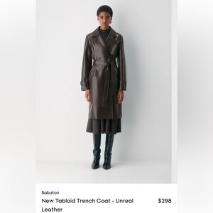 Aritzia Dark Brown Leather Trench Coat
